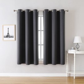 ChrisDowa Grommet Blackout Curtains for Bedroom and Living Room - 2 Panels Set Thermal Insulated Room Darkening Curtains (Dark Grey, 42 x 63 Inch) ChrisDowa Grommet Blackout Curtains for Bedroom and Living Room - 2 Panels Set Thermal Insulated Room Darkening Curtains (Dark Grey, 42 x 63 Inch)