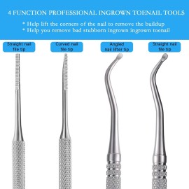 2PCS Ingrown Toenail File and Lifter with Storage Case,YINYIN100% Stainless Steel ingrown toenail Tool,Double Sided Professional Grade Nail Cleaner Tool 2PCS Ingrown Toenail File and Lifter with Storage Case,YINYIN100% Stainless Steel ingrown toenail Tool,Double Sided Professional Grade Nail Cleaner Tool