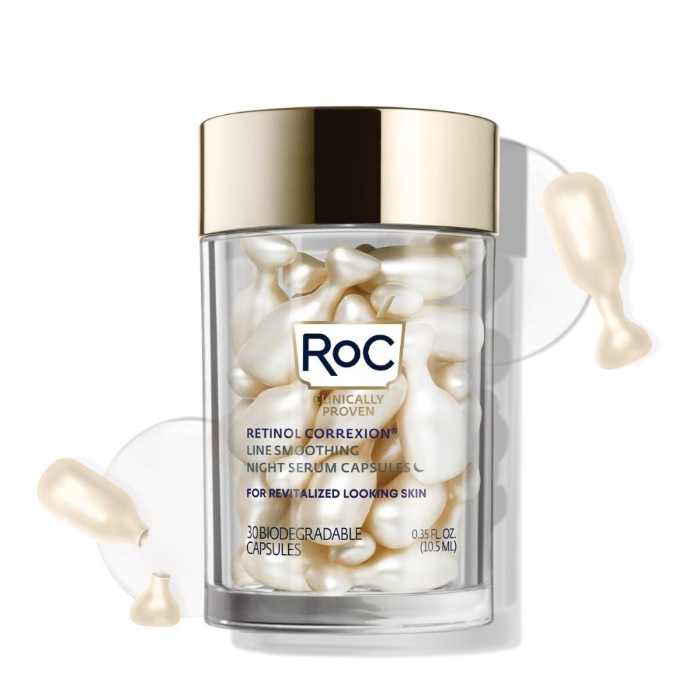 RoC Retinol Correxion Anti-Aging Wrinkle Night Serum, Daily Line Smoothing Skin Care Treatment for Fine Lines, Post-Acne Scars, 30 Individual Capsules, Unscented, 0.35 Fl Oz RoC Retinol Correxion Anti-Aging Wrinkle Night Serum, Daily Line Smoothing Skin Care Treatment for Fine Lines, Post-Acne Scars, 30 Individual Capsules, Unscented, 0.35 Fl Oz
