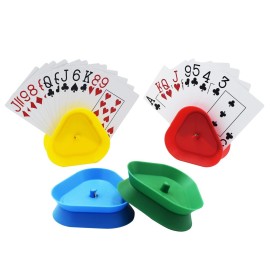 Yuanhe Playing Card Game Holder - Triangle Shaped Hands-Free Poker Holder Tray, 4 Colors, Set of 4 Yuanhe Playing Card Game Holder - Triangle Shaped Hands-Free Poker Holder Tray, 4 Colors, Set of 4
