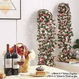 PONKING 8 Pcs 66FT Flower Garland, Artificial Rose Vine Flowers with Green Leaves Hanging for Room, Anniversary Wedding Birthday Christmas Wall Arch Decor, Spring Pink Flower PONKING 8 Pcs 66FT Flower Garland, Artificial Rose Vine Flowers with Green Leaves Hanging for Room, Anniversary Wedding Birthday Christmas Wall Arch Decor, Spring Pink Flower