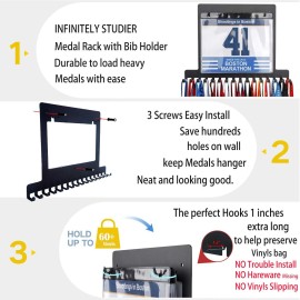 Lapetale Fashion Race Bib and Medal Display,Marathon Medal Display and Runner Medal Hanger Display,Bib Running Medal Display, Running Medal Hanger Display,Medal Holder for Wall,Gifts for Runners