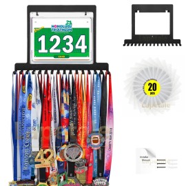 Lapetale Fashion Race Bib and Medal Display,Marathon Medal Display and Runner Medal Hanger Display,Bib Running Medal Display, Running Medal Hanger Display,Medal Holder for Wall,Gifts for Runners