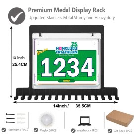 Lapetale Fashion Race Bib and Medal Display,Marathon Medal Display and Runner Medal Hanger Display,Bib Running Medal Display, Running Medal Hanger Display,Medal Holder for Wall,Gifts for Runners
