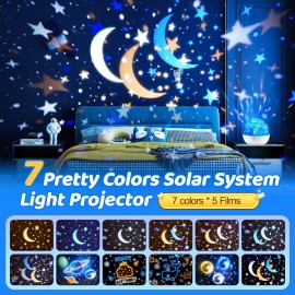 Solar System for Kids Projector Night Light, 360Rotating+5 Films Planets Space Projector for Bedroom,Planetarium Projector Space Toys for Kids Gifts,Planets for Kids Solar System Toys 3-5,Planet Toys