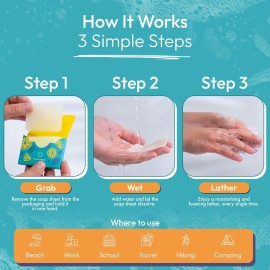 FOMIN - Antibacterial Paper Soap Sheets for Hand Washing - (300 Sheets) Orange, Tea Tree, Lavender Portable Travel Soap Sheets, Dissolvable Camping Mini Soap, Portable Hand Soap Sheets FOMIN - Antibacterial Paper Soap Sheets for Hand Washing - (300 Sheets) Orange, Tea Tree, Lavender Portable Travel Soap Sheets, Dissolvable Camping Mini Soap, Portable Hand Soap Sheets