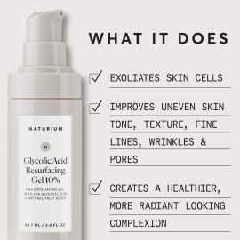 Naturium Glycolic Acid Resurfacing Gel 10%, AHA Exfoliating Gel with Natural Fruit Acids, 3.0 oz