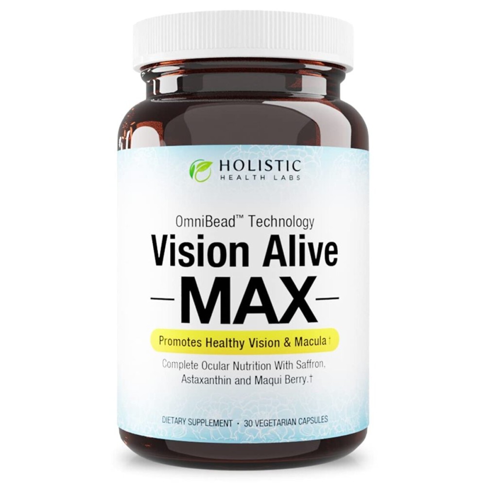 Holistic Health Labs Vision Alive Max with 8 Natural Ingredients Lutemax 2020, Bilberries, Blueberries, c3g from Black Currant, Maqui Berry, Saffron, and Astaxanthin (30 Count (Pack of 1)) Holistic Health Labs Vision Alive Max with 8 Natural Ingredients Lutemax 2020, Bilberries, Blueberries, c3g from Black Currant, Maqui Berry, Saffron, and Astaxanthin (30 Count (Pack of 1))