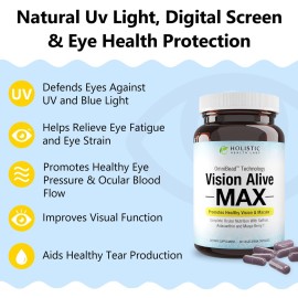 Holistic Health Labs Vision Alive Max with 8 Natural Ingredients Lutemax 2020, Bilberries, Blueberries, c3g from Black Currant, Maqui Berry, Saffron, and Astaxanthin (30 Count (Pack of 1)) Holistic Health Labs Vision Alive Max with 8 Natural Ingredients Lutemax 2020, Bilberries, Blueberries, c3g from Black Currant, Maqui Berry, Saffron, and Astaxanthin (30 Count (Pack of 1))