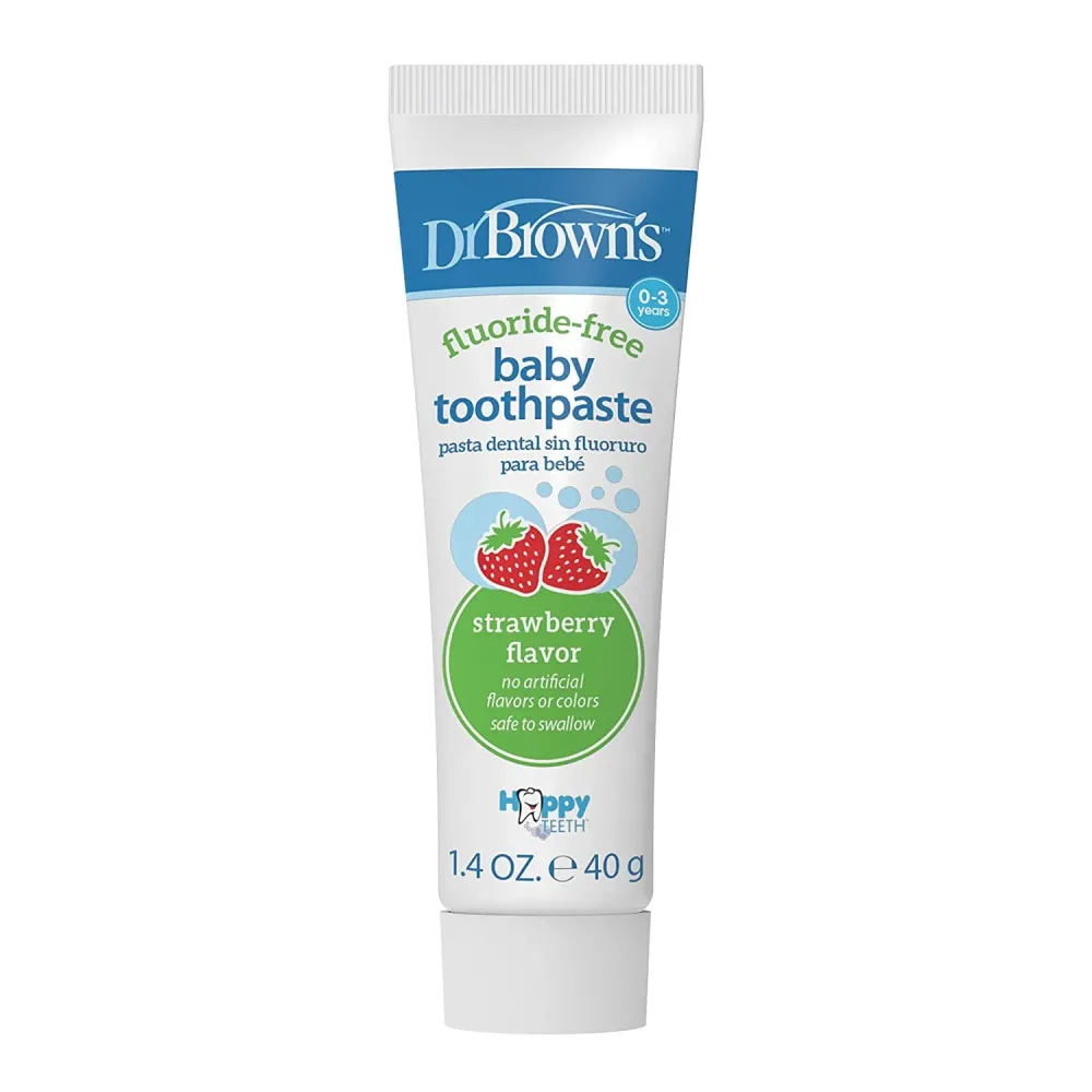 Dr. Brown\'s Fluoride-Free Baby Toothpaste, Infant & Toddler Oral Care, Strawberry, 1-Pack, 1.4oz/40g, 0-3 years Dr. Brown\'s Fluoride-Free Baby Toothpaste, Infant & Toddler Oral Care, Strawberry, 1-Pack, 1.4oz/40g, 0-3 years