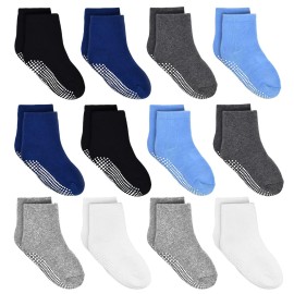 Tphon Toddler Socks, Kids Grip Socks 12 Pairs Non Slip Boys Sock for 3-5 Years Infants Baby Children Tphon Toddler Socks, Kids Grip Socks 12 Pairs Non Slip Boys Sock for 3-5 Years Infants Baby Children