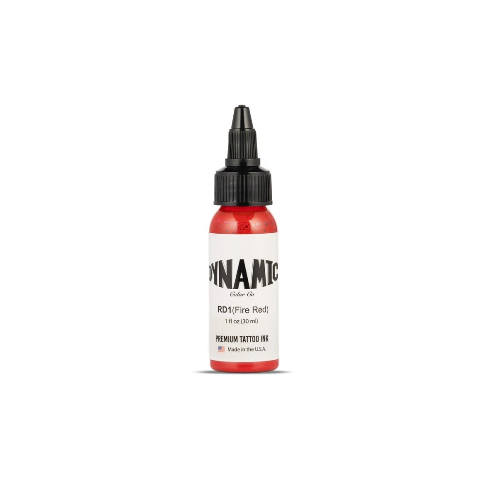 Dynamic Color Co- Fire Red Tattoo Ink, Made in USA, Sterilized, Vibrant, Vegan, Since 1990, (1oz Bottle) Dynamic Color Co- Fire Red Tattoo Ink, Made in USA, Sterilized, Vibrant, Vegan, Since 1990, (1oz Bottle)