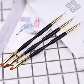 FULINJOY 3 Pcs Nail Drawing Pen, Dual End Nail Art Pen Brush Acrylic Round Flat Painting Drawing Liner Nail Tools FULINJOY 3 Pcs Nail Drawing Pen, Dual End Nail Art Pen Brush Acrylic Round Flat Painting Drawing Liner Nail Tools