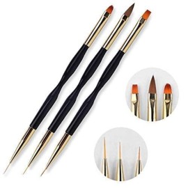 FULINJOY 3 Pcs Nail Drawing Pen, Dual End Nail Art Pen Brush Acrylic Round Flat Painting Drawing Liner Nail Tools FULINJOY 3 Pcs Nail Drawing Pen, Dual End Nail Art Pen Brush Acrylic Round Flat Painting Drawing Liner Nail Tools