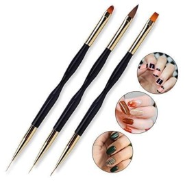 FULINJOY 3 Pcs Nail Drawing Pen, Dual End Nail Art Pen Brush Acrylic Round Flat Painting Drawing Liner Nail Tools FULINJOY 3 Pcs Nail Drawing Pen, Dual End Nail Art Pen Brush Acrylic Round Flat Painting Drawing Liner Nail Tools