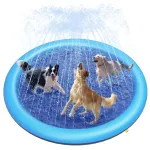 Peteast Splash Pad for Dogs & Kids - Anti-Slip Dog Pool for Large Dogs, 0.58 mm Thickened Durable Outdoor Water Play Mat, Summer Sprinkler Toy for Backyard (67in, Blue)