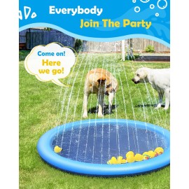 Peteast Splash Pad for Dogs & Kids - Anti-Slip Dog Pool for Large Dogs, 0.58 mm Thickened Durable Outdoor Water Play Mat, Summer Sprinkler Toy for Backyard (67in, Blue) Peteast Splash Pad for Dogs & Kids - Anti-Slip Dog Pool for Large Dogs, 0.58 mm Thickened Durable Outdoor Water Play Mat, Summer Sprinkler Toy for Backyard (67in, Blue)
