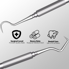 Dental Tools Plaque Remover Teeth Cleaning Tools Kit 6 Pcs Dental Care Kit Stainless Steel Dental Pick Tartar Remover Tool for Home/Travel/Pet Care-Storage Case Included
