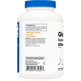 Nutricost Glutathione Capsules 500mg, 240 Capsules - Gluten Free, Non-GMO Nutricost Glutathione Capsules 500mg, 240 Capsules - Gluten Free, Non-GMO