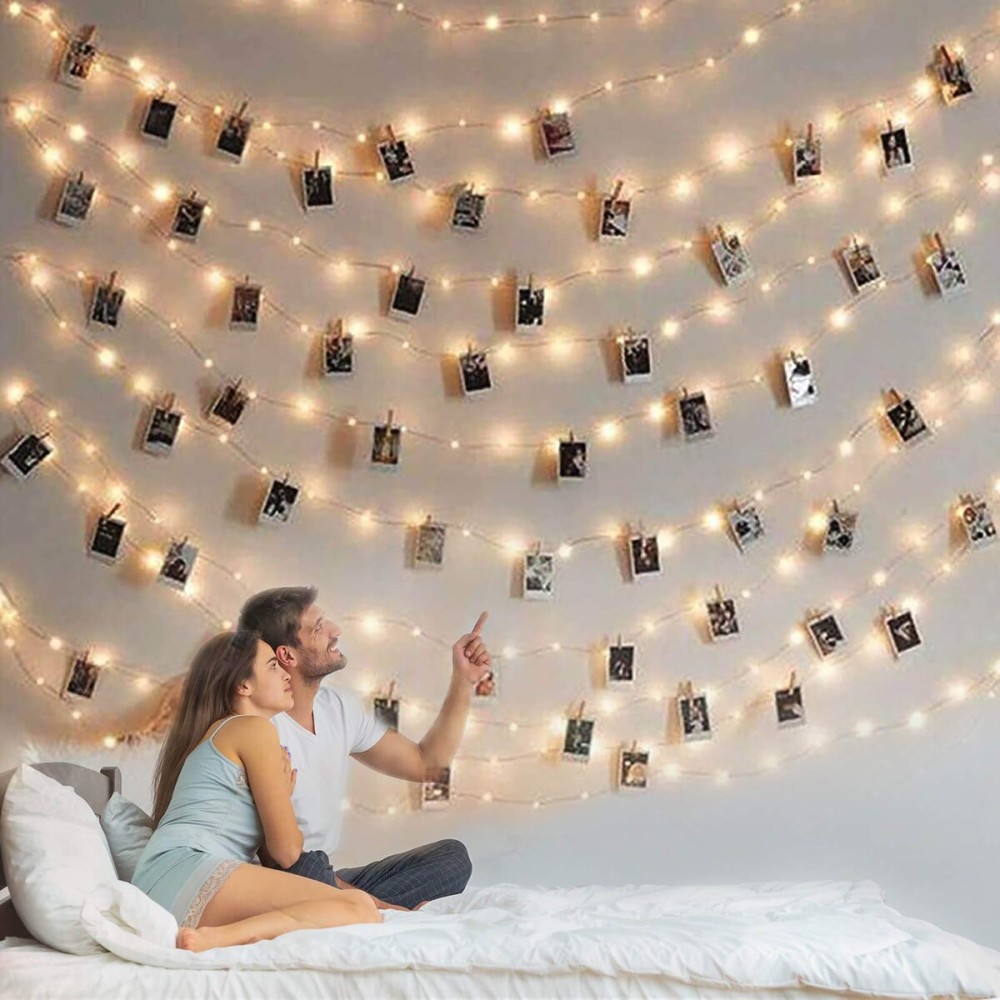 Photo String Lights with Clips for Hanging: 33Ft 100LED & Timer Fairy Light with 50 Clear Clip for Picture Display - Indoor Bedroom Room Dorm Wall Decor - Christmas Party Wedding Romantic Lighting Photo String Lights with Clips for Hanging: 33Ft 100LED & Timer Fairy Light with 50 Clear Clip for Picture Display - Indoor Bedroom Room Dorm Wall Decor - Christmas Party Wedding Romantic Lighting