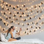 Photo String Lights with Clips for Hanging: 33Ft 100LED & Timer Fairy Light with 50 Clear Clip for Picture Display - Indoor Bedroom Room Dorm Wall Decor - Christmas Party Wedding Romantic Lighting