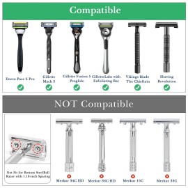 Linkidea Stainless Steel Razor Stand, Deluxe Men\'s Travel Shaver Holder, Shaving Support Compatible with Long Handle Safety Razor, Fusion 5, ProShield, Mach 3 (Silver/Polished Chrome) Linkidea Stainless Steel Razor Stand, Deluxe Men\'s Travel Shaver Holder, Shaving Support Compatible with Long Handle Safety Razor, Fusion 5, ProShield, Mach 3 (Silver/Polished Chrome)