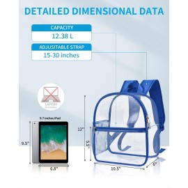 Paxiland Clear Backpack Stadium Approved 12126 with Reinforced and Wider Shoulder Straps, Small Clear Bag for Schools, Concerts, Work, Festivals and Sporting Events - Blue Paxiland Clear Backpack Stadium Approved 12126 with Reinforced and Wider Shoulder Straps, Small Clear Bag for Schools, Concerts, Work, Festivals and Sporting Events - Blue