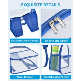 Paxiland Clear Backpack Stadium Approved 12126 with Reinforced and Wider Shoulder Straps, Small Clear Bag for Schools, Concerts, Work, Festivals and Sporting Events - Blue Paxiland Clear Backpack Stadium Approved 12126 with Reinforced and Wider Shoulder Straps, Small Clear Bag for Schools, Concerts, Work, Festivals and Sporting Events - Blue
