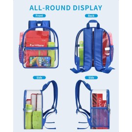 Paxiland Clear Backpack Stadium Approved 12126 with Reinforced and Wider Shoulder Straps, Small Clear Bag for Schools, Concerts, Work, Festivals and Sporting Events - Blue Paxiland Clear Backpack Stadium Approved 12126 with Reinforced and Wider Shoulder Straps, Small Clear Bag for Schools, Concerts, Work, Festivals and Sporting Events - Blue