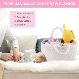 ABenkle Baby Diaper Caddy, Nursery Storage Bin and Car Organizer for Diapers Wipes, Cotton Rope Basket Changing Table Caddy ABenkle Baby Diaper Caddy, Nursery Storage Bin and Car Organizer for Diapers Wipes, Cotton Rope Basket Changing Table Caddy