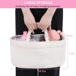ABenkle Baby Diaper Caddy, Nursery Storage Bin and Car Organizer for Diapers Wipes, Cotton Rope Basket Changing Table Caddy ABenkle Baby Diaper Caddy, Nursery Storage Bin and Car Organizer for Diapers Wipes, Cotton Rope Basket Changing Table Caddy