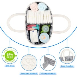 ABenkle Baby Diaper Caddy, Nursery Storage Bin and Car Organizer for Diapers Wipes, Cotton Rope Basket Changing Table Caddy ABenkle Baby Diaper Caddy, Nursery Storage Bin and Car Organizer for Diapers Wipes, Cotton Rope Basket Changing Table Caddy