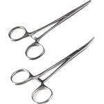 SURGICAL ONLINE Versatile Angling Tools with 2pc 5 Inch Fishing Forceps Set - Stainless Steel, Curved & Straight Hemostats, Serrated Jaws, Locking Mechanism, and Lightweight Design