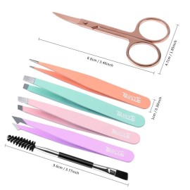 TsMADDTs 6 PCS Tweezers Set for Women, Eyebrow Tweezers with Curved Scissor for Ingrown Hair, Hair Plucking Daily Beauty Tools with Leather Travel Case TsMADDTs 6 PCS Tweezers Set for Women, Eyebrow Tweezers with Curved Scissor for Ingrown Hair, Hair Plucking Daily Beauty Tools with Leather Travel Case