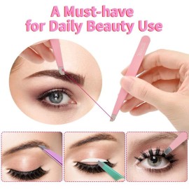 TsMADDTs 6 PCS Tweezers Set for Women, Eyebrow Tweezers with Curved Scissor for Ingrown Hair, Hair Plucking Daily Beauty Tools with Leather Travel Case TsMADDTs 6 PCS Tweezers Set for Women, Eyebrow Tweezers with Curved Scissor for Ingrown Hair, Hair Plucking Daily Beauty Tools with Leather Travel Case