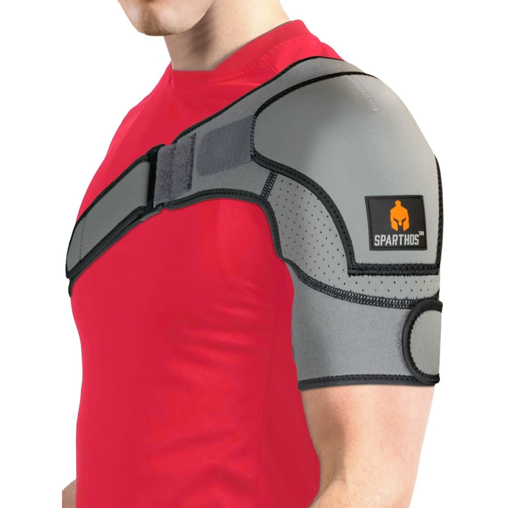 Sparthos Shoulder Brace - Support and Compression Sleeve for Torn Rotator Cuff, AC Joint Pain Relief - Arm Immobilizer Wrap, Ice Pack Pocket, Stability Strap, Dislocated Sholder - Men and Women - XXL Sparthos Shoulder Brace - Support and Compression Sleeve for Torn Rotator Cuff, AC Joint Pain Relief - Arm Immobilizer Wrap, Ice Pack Pocket, Stability Strap, Dislocated Sholder - Men and Women - XXL