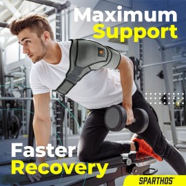 Sparthos Shoulder Brace - Support and Compression Sleeve for Torn Rotator Cuff, AC Joint Pain Relief - Arm Immobilizer Wrap, Ice Pack Pocket, Stability Strap, Dislocated Sholder - Men and Women - XXL Sparthos Shoulder Brace - Support and Compression Sleeve for Torn Rotator Cuff, AC Joint Pain Relief - Arm Immobilizer Wrap, Ice Pack Pocket, Stability Strap, Dislocated Sholder - Men and Women - XXL