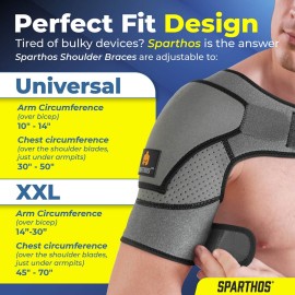 Sparthos Shoulder Brace - Support and Compression Sleeve for Torn Rotator Cuff, AC Joint Pain Relief - Arm Immobilizer Wrap, Ice Pack Pocket, Stability Strap, Dislocated Sholder - Men and Women - XXL Sparthos Shoulder Brace - Support and Compression Sleeve for Torn Rotator Cuff, AC Joint Pain Relief - Arm Immobilizer Wrap, Ice Pack Pocket, Stability Strap, Dislocated Sholder - Men and Women - XXL