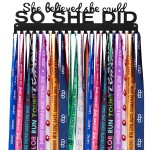 Lapetale Fashion Medal Hanger Display - She Believed She Could SO She Did - Personalized Medal Wall Hanger for Sport Race Runner Sturdy Black Steel Metal Over 60 Medals Easy to Install