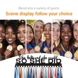 Lapetale Fashion Medal Hanger Display - She Believed She Could SO She Did - Personalized Medal Wall Hanger for Sport Race Runner Sturdy Black Steel Metal Over 60 Medals Easy to Install Lapetale Fashion Medal Hanger Display - She Believed She Could SO She Did - Personalized Medal Wall Hanger for Sport Race Runner Sturdy Black Steel Metal Over 60 Medals Easy to Install