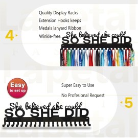 Lapetale Fashion Medal Hanger Display - She Believed She Could SO She Did - Personalized Medal Wall Hanger for Sport Race Runner Sturdy Black Steel Metal Over 60 Medals Easy to Install Lapetale Fashion Medal Hanger Display - She Believed She Could SO She Did - Personalized Medal Wall Hanger for Sport Race Runner Sturdy Black Steel Metal Over 60 Medals Easy to Install