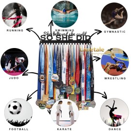 Lapetale Fashion Medal Hanger Display - She Believed She Could SO She Did - Personalized Medal Wall Hanger for Sport Race Runner Sturdy Black Steel Metal Over 60 Medals Easy to Install Lapetale Fashion Medal Hanger Display - She Believed She Could SO She Did - Personalized Medal Wall Hanger for Sport Race Runner Sturdy Black Steel Metal Over 60 Medals Easy to Install