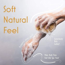 myHomeBody Bath Sponge, Foam Loofah, Body Scrubber for Bathing, Exfoliating Shower Pouf for Shower - Large Size, Lots of Lather, Curvy, 3 Pack