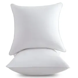 FAVRIQ 18 x 18 Pillow Inserts (Set of 2) - 18 Inch Square Interior Sofa Throw Pillow with 100% Cotton Cover - Decorative Pillow Insert Pair - White Couch Pillow