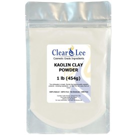 ClearLee Kaolin Clay Cosmetic Grade Powder - 100% Pure Natural Powder - Great For Skin Detox, Rejuvenation, and More - Heal Damaged Skin - DIY Clay Face Mask (1 LB)
