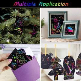 Art Set for Kids Rainbow Magic Scratch Off Paper Black Scratch Sheets Notes Cards Boards Doodle Pads Childrens Crafts Projects Kit for Girls Boys Adults Birthday Christmas Gift