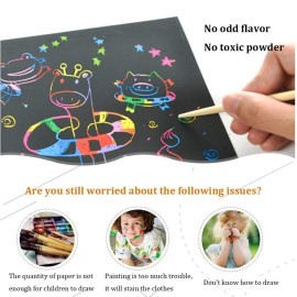 Art Set for Kids Rainbow Magic Scratch Off Paper Black Scratch Sheets Notes Cards Boards Doodle Pads Childrens Crafts Projects Kit for Girls Boys Adults Birthday Christmas Gift