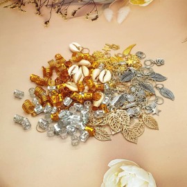 220-Piece Braiding Hair Rings - 15 Styles, Jewelry for Braids, Clips, Pendants, Headbands & Accessories