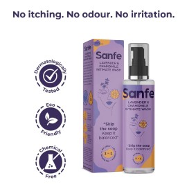Sanfe Natural Intimate Wash, 3 in 1 - No Odour, No Itching, No Irritation - Lavender & Chamomile (100ml) Sanfe Natural Intimate Wash, 3 in 1 - No Odour, No Itching, No Irritation - Lavender & Chamomile (100ml)