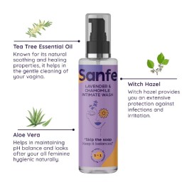Sanfe Natural Intimate Wash, 3 in 1 - No Odour, No Itching, No Irritation - Lavender & Chamomile (100ml) Sanfe Natural Intimate Wash, 3 in 1 - No Odour, No Itching, No Irritation - Lavender & Chamomile (100ml)